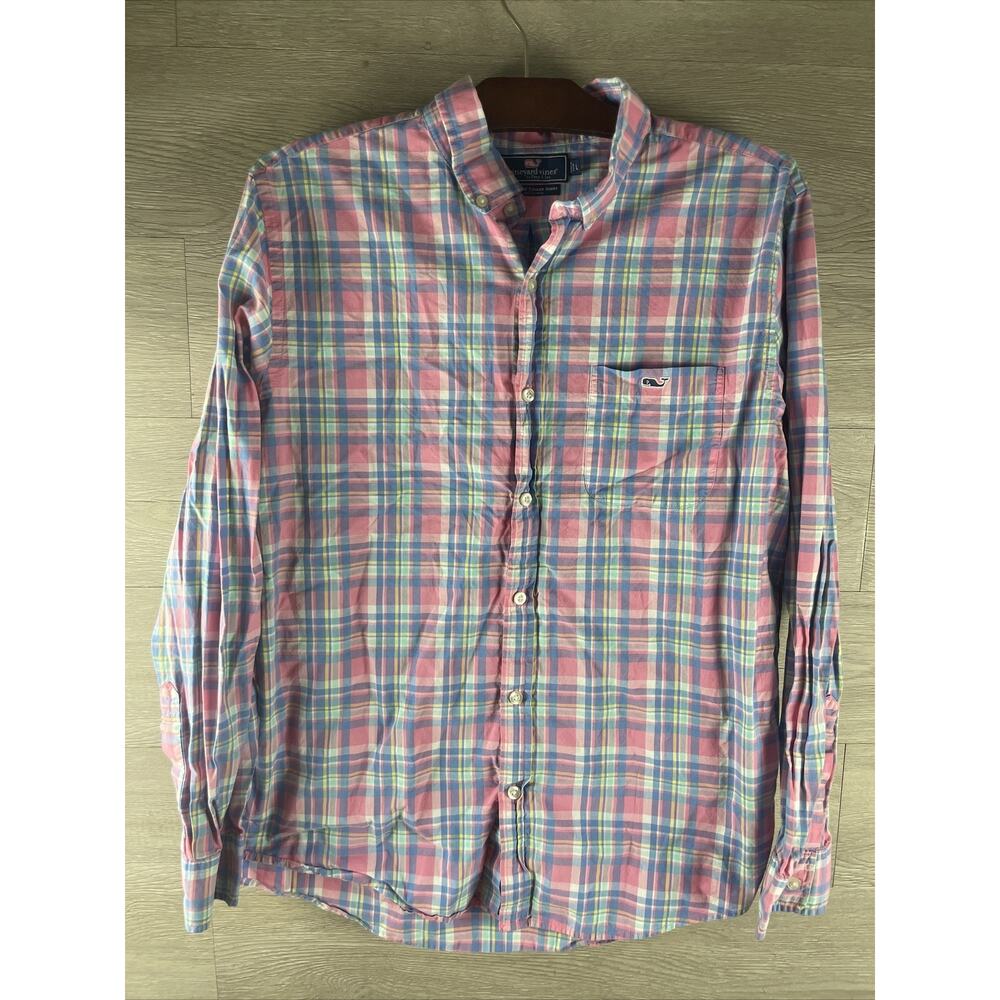 Vineyard Vines Shirt Mens Large Slim Fit Tucker Plaid Long Sleeve Button Up